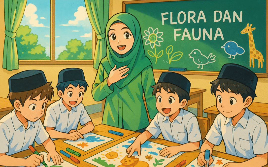 Belajar IPS Jadi Seru, Siswa 7D MTsN 4 Jombang Buat Infografis Flora dan Fauna