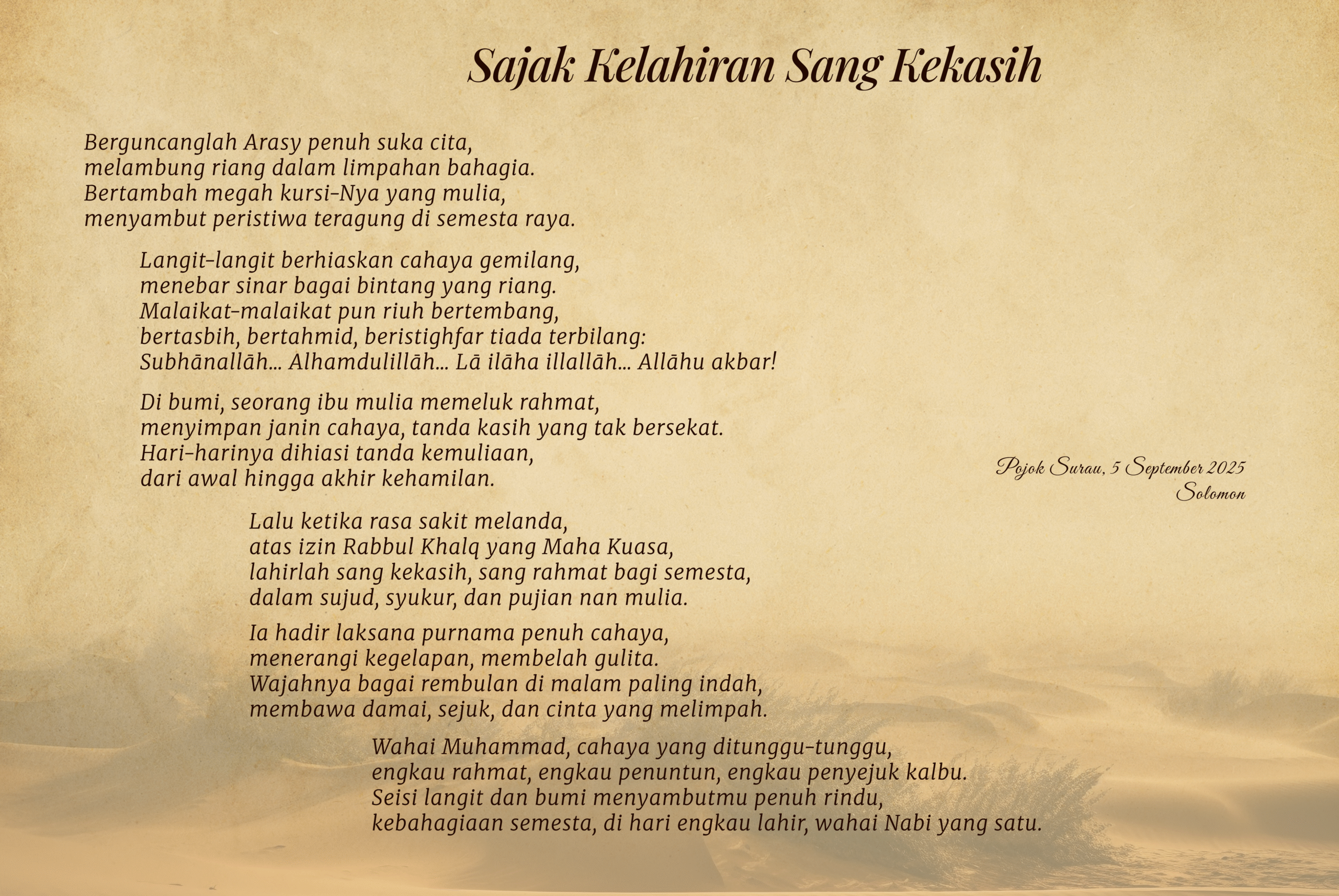Sajak Kelahiran Sang Kekasih