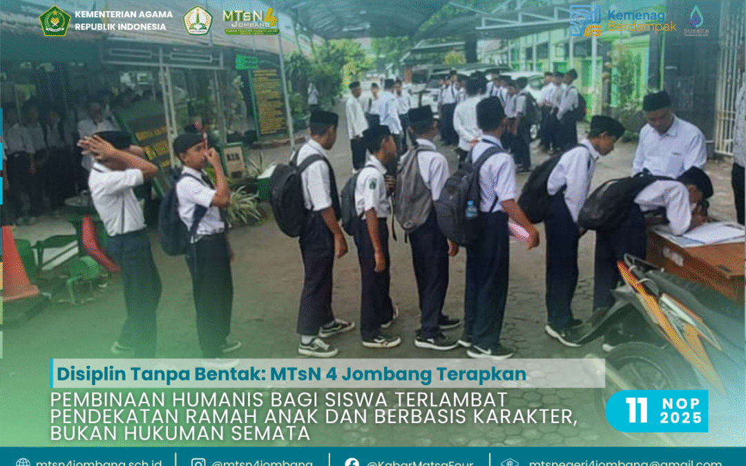 Disiplin Tanpa Bentak: MTsN 4 Jombang Terapkan Pembinaan Humanis bagi Siswa Terlambat