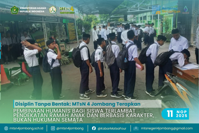 Disiplin Tanpa Bentak: MTsN 4 Jombang Terapkan Pembinaan Humanis bagi Siswa Terlambat 1 Disiplin Tanpa Bentak MTsN 4 Jombang Terapkan