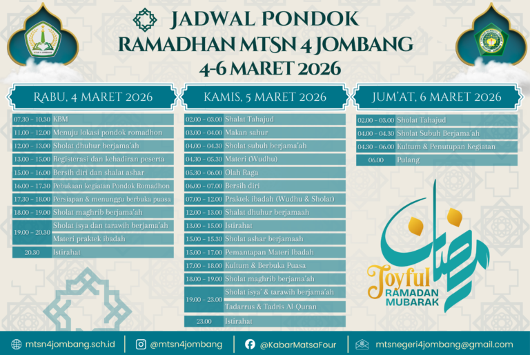 Membangun Karakter Religius Melalui Kegiatan Pondok Ramadhan 1447 H di MTsN 4 Jombang 32 JadwalPondokRamadhan