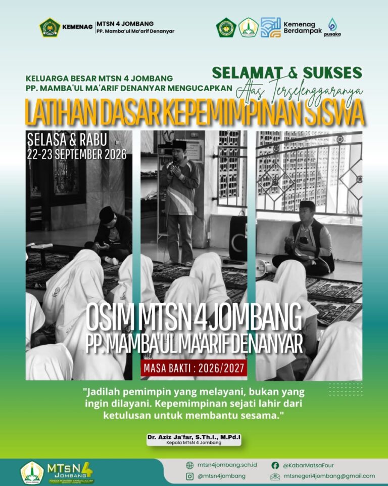 MTsN 4 Jombang Gelar Latihan Dasar Kepemimpinan Siswa (LDKS) OSIM Masa Bakti 2026/2027 9 055bd8ba-8a72-42b2-98b8-7839a9a2433b